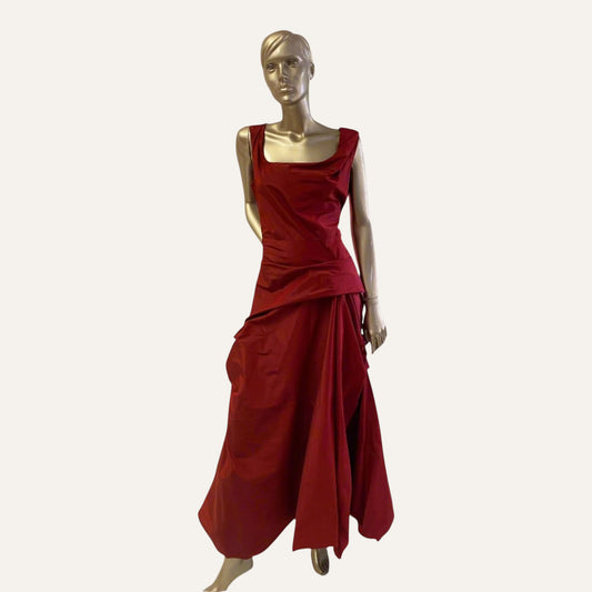 Elizabeth Style Long Ballgown Dress,Silk Taffeta Red Dress