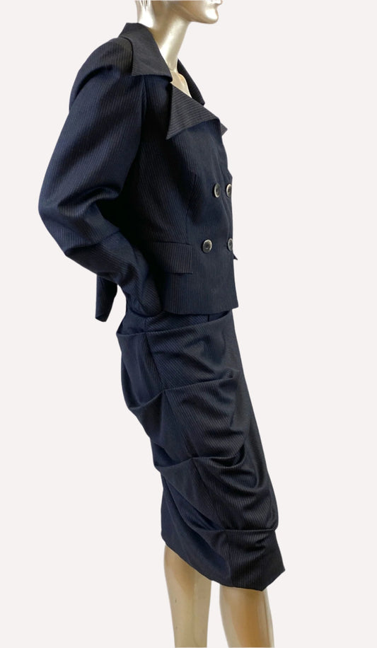 “Gray Striped Boho Suit for Women: Casual Elegance”