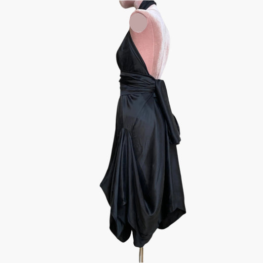 Black Silk Dress ,One size, Holiday Dress