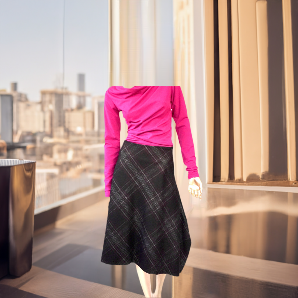 Wool check skirt .Style Atina,Winter skirt, Work skirt, office wear skirt
