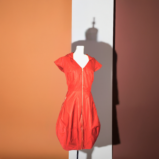 Rain Dress ,Burnt Orange Waterproof Dress with Hood
