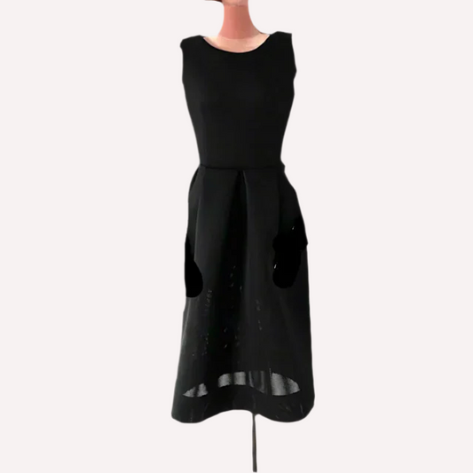Cocktail Dress in Black Neoprine Fabric