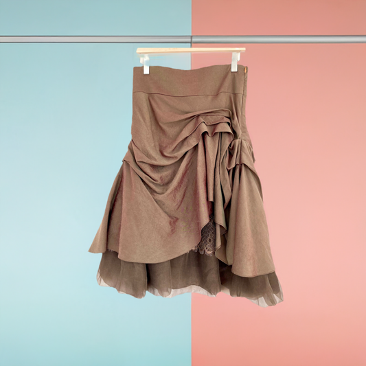 Party silk skirt-Boho style.Skirt with lace petticoat.Wedding party skirt