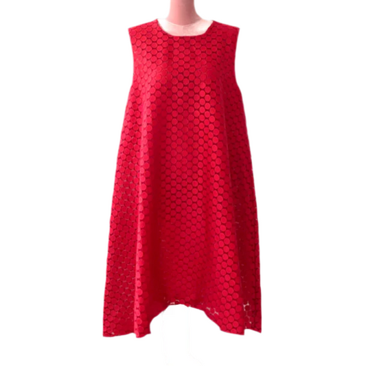 Red lace cocktail party Dress.Sleeveless dress.Doll style Dress.