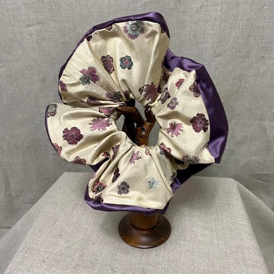 Giant Two Sides Hair Scrunchie in Silk Duchess Satin