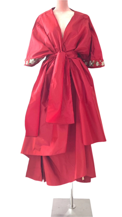 Kimono Style Silk Taffeta Coat