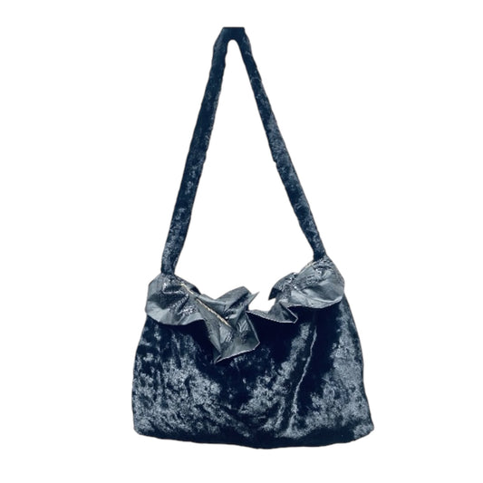Fabric Sholder bag.Black fur Bag.