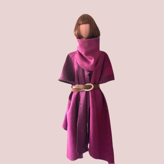 “Woolen Splendor: Embrace Asymmetry with this woollen  coat made in wool