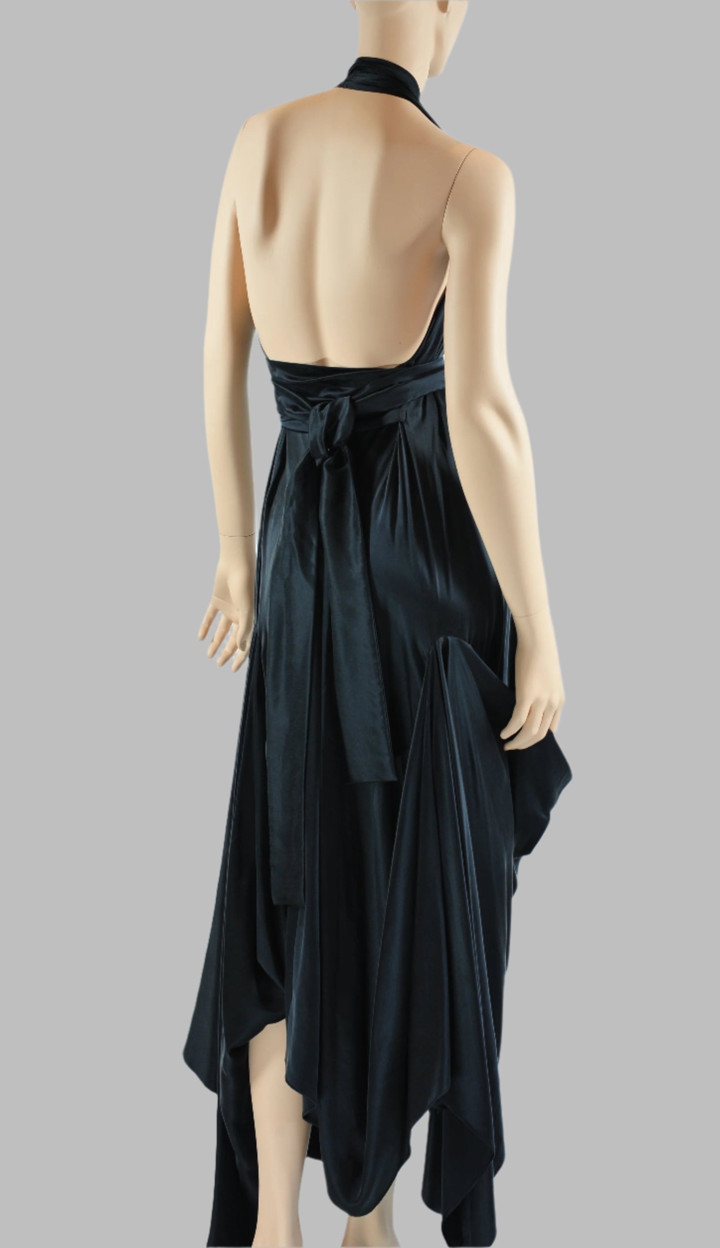 “Midnight Majesty: The Black  Silk Goddess Dress”