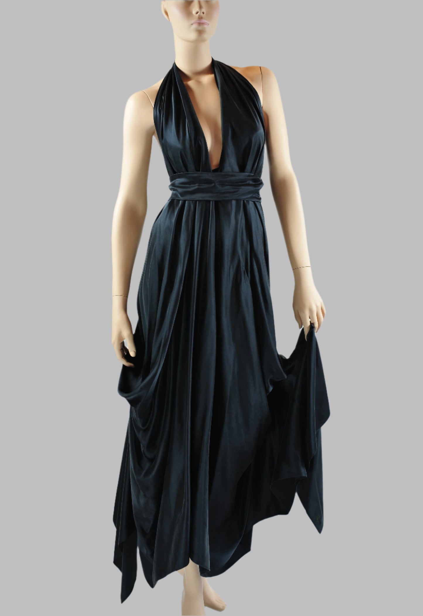 “Midnight Majesty: The Black  Silk Goddess Dress”