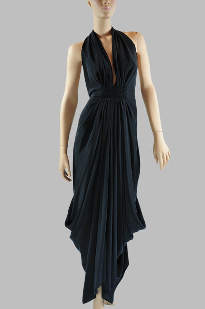 “Midnight Majesty: The Black  Silk Goddess Dress”