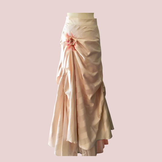 Bridal skirt in Stripe Dusky Pink Silk, Signature Flamenco Style