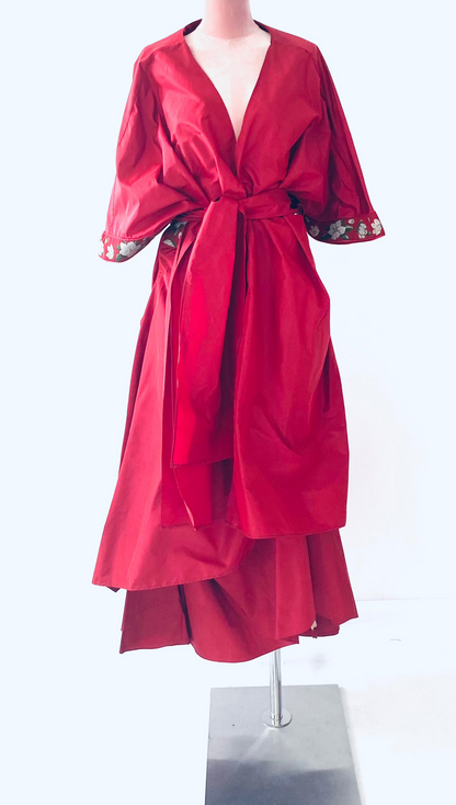 Kimono Style Silk Taffeta Coat