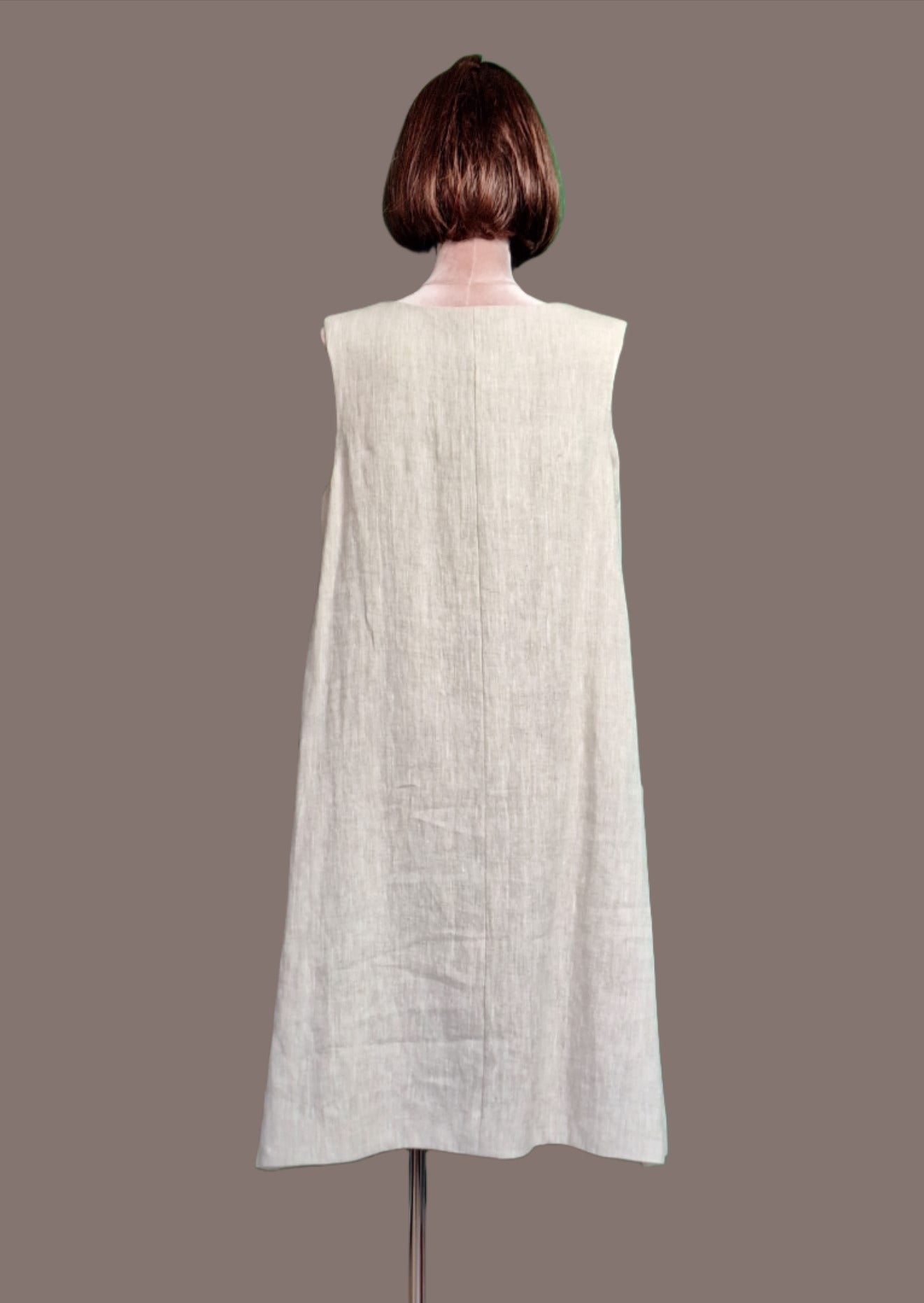 Shift Dress in Natural Linen  with Pockets