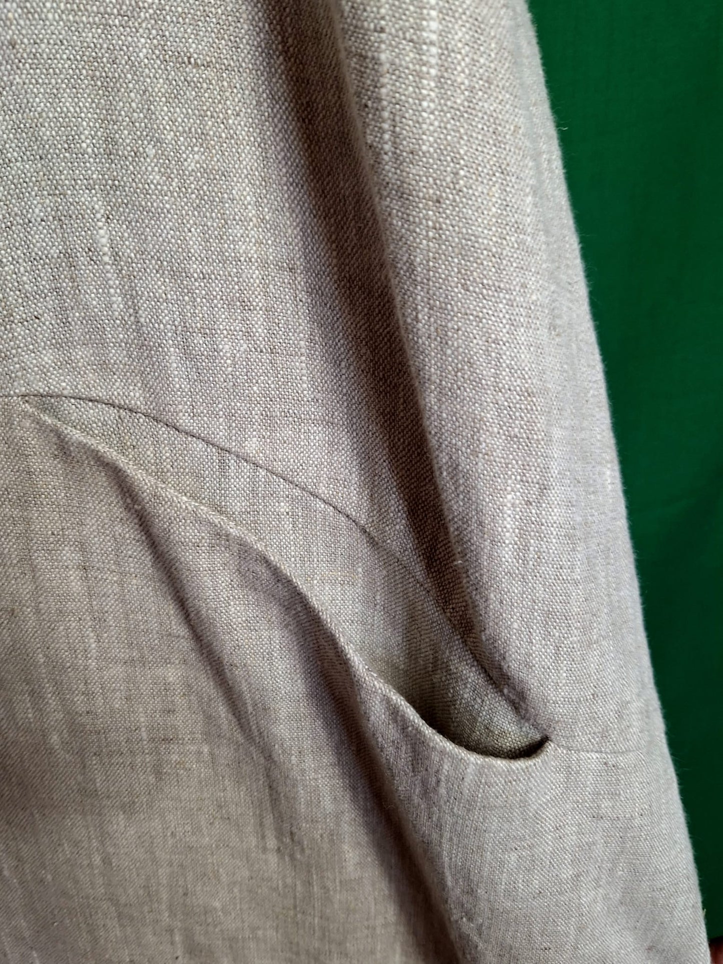 Shift Dress in Natural Linen  with Pockets