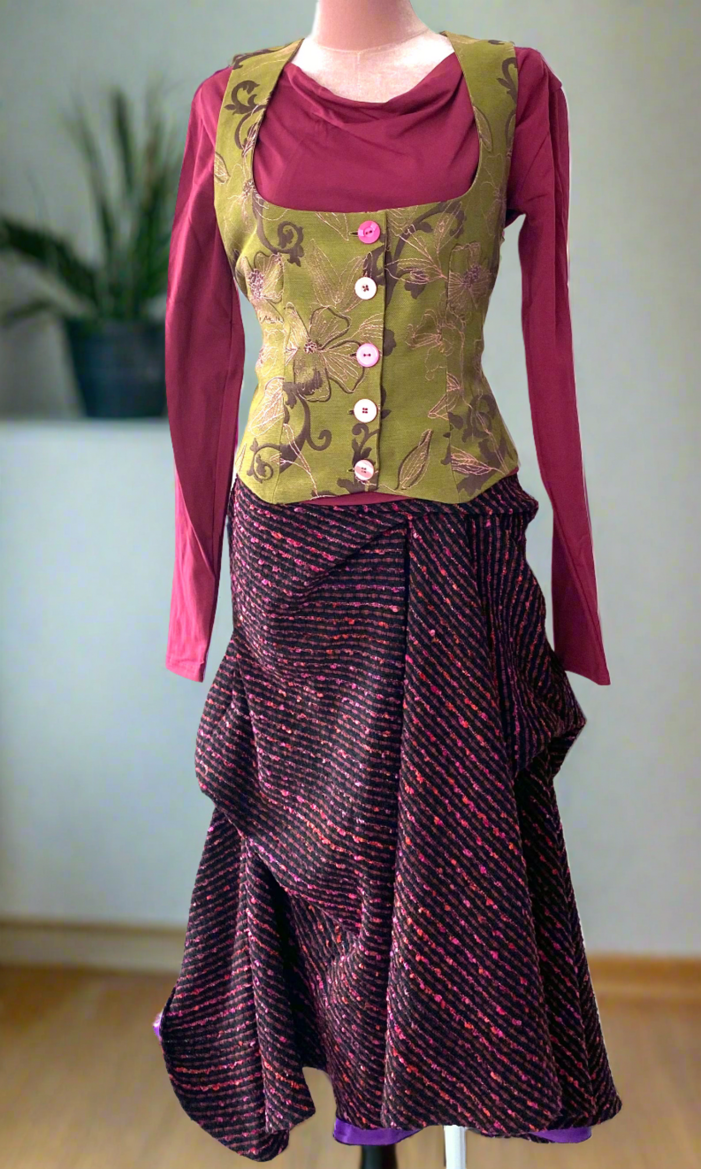 Bohemian waistcoat made in couture fabric