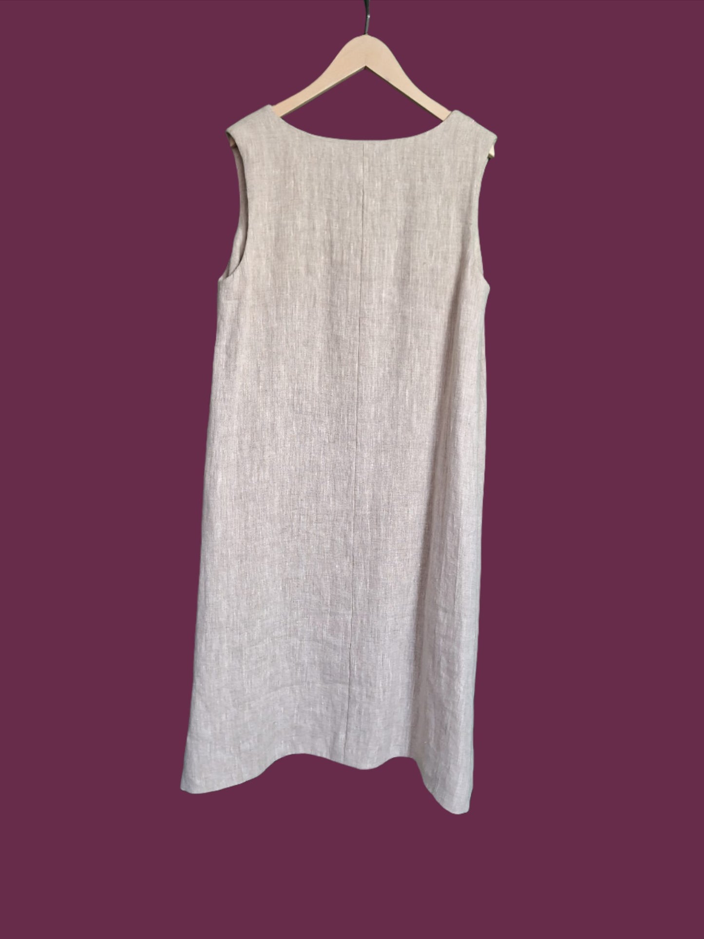 Shift Dress in Natural Linen  with Pockets