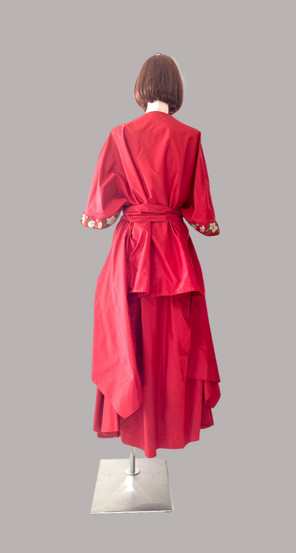 Kimono Style Silk Taffeta Coat