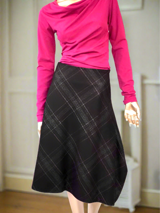 Wool check skirt .Style Atina,Winter skirt, Work skirt, office wear skirt