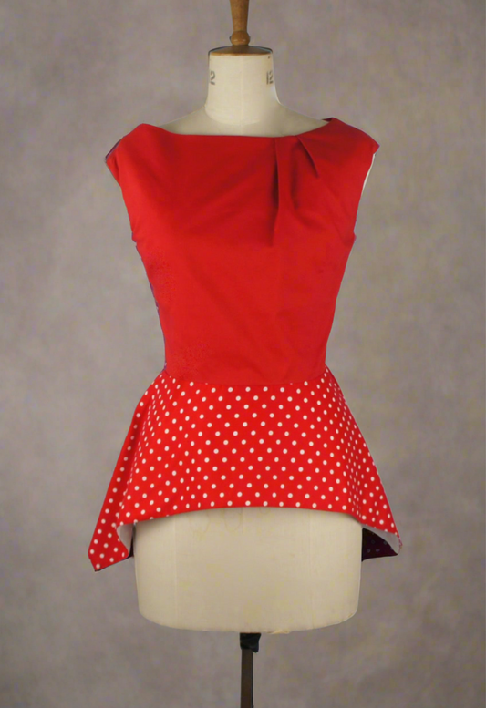 Peplum Top in Red Cotton