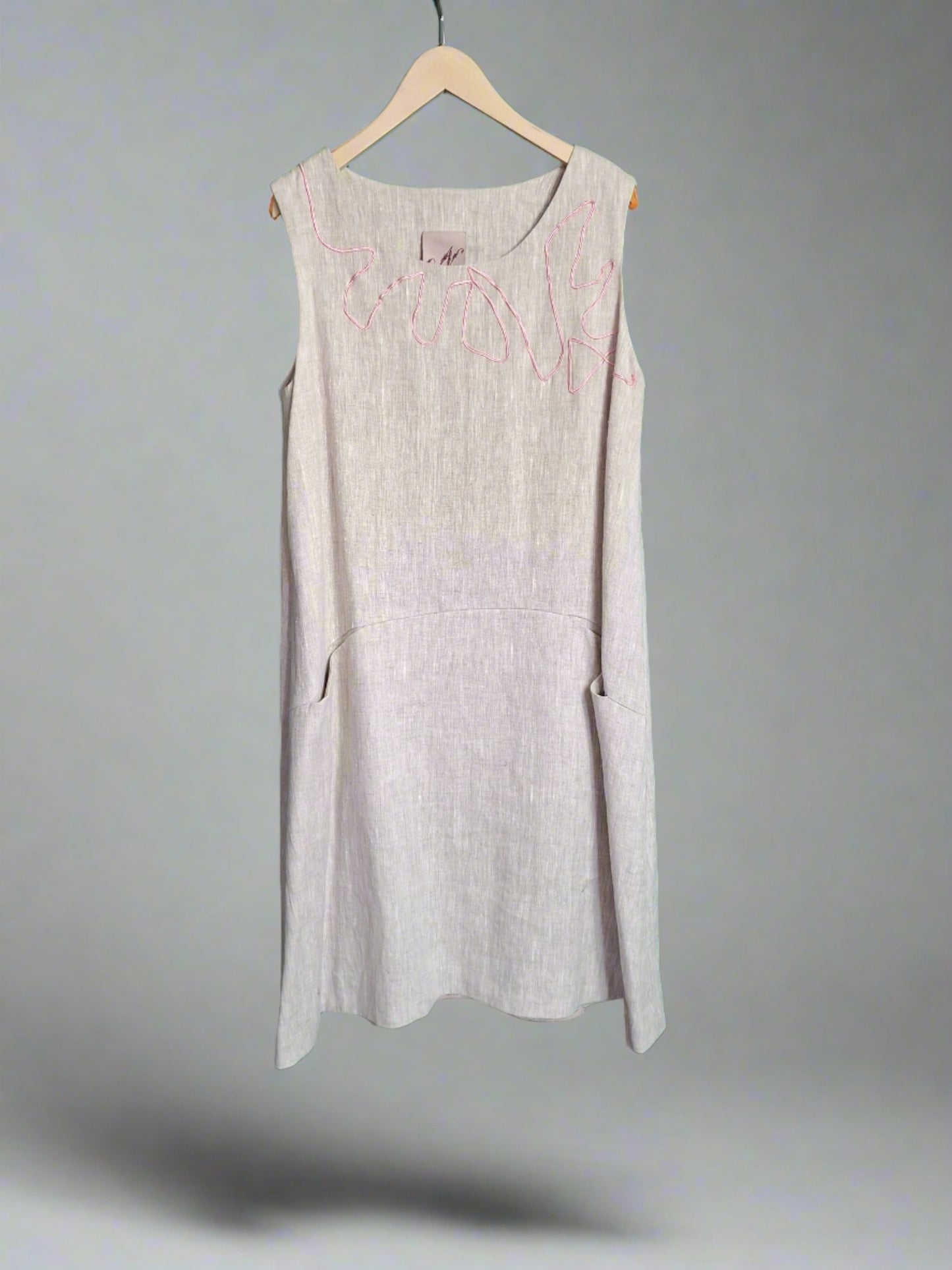 Shift Dress in Natural Linen  with Pockets