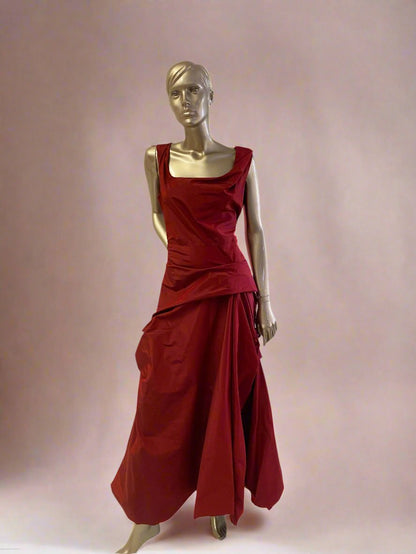 Elizabeth  Style Long Ballgown Dress,Silk Taffeta  Red Dress