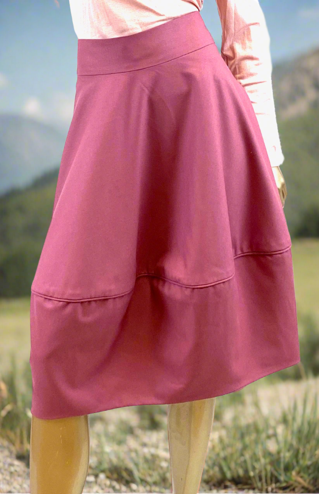 Buble /Tulip style Skirt in Soft /Dusky pink wool cashmire fabric