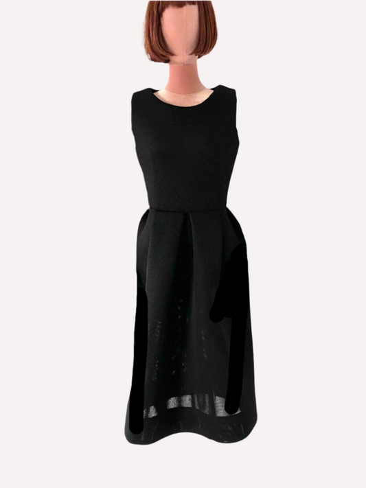 Cocktail  Dress in Black Neoprine Fabric