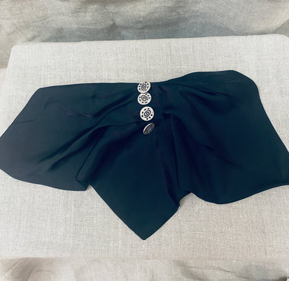 Ponytail Holder in Black SIlk Hair Clip