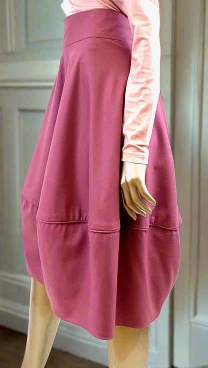 Buble /Tulip style Skirt in Soft /Dusky pink wool cashmire fabric