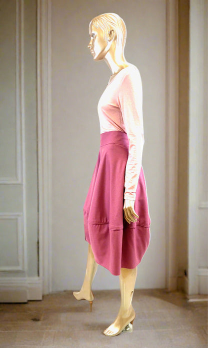 Buble /Tulip style Skirt in Soft /Dusky pink wool cashmire fabric