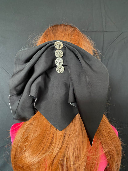 Ponytail Holder in Black SIlk Hair Clip