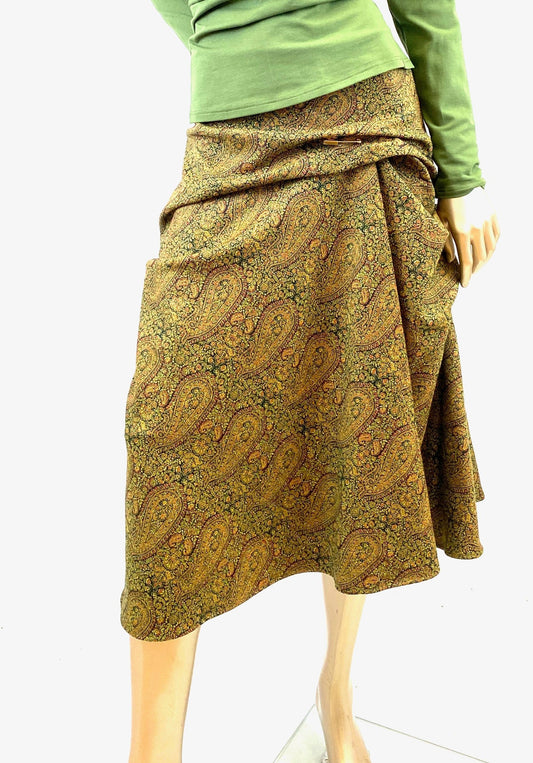 Flamenco style skirt in Wool Paysley  pattern, Day skirt, Work winter, Autumn  Winter  skirt