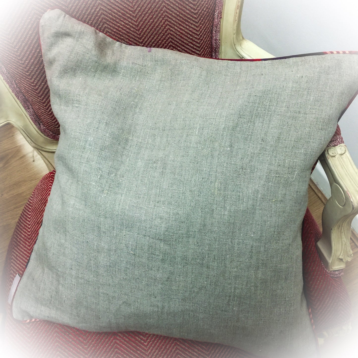 Linen Square  Cushion  Cover with Pocket