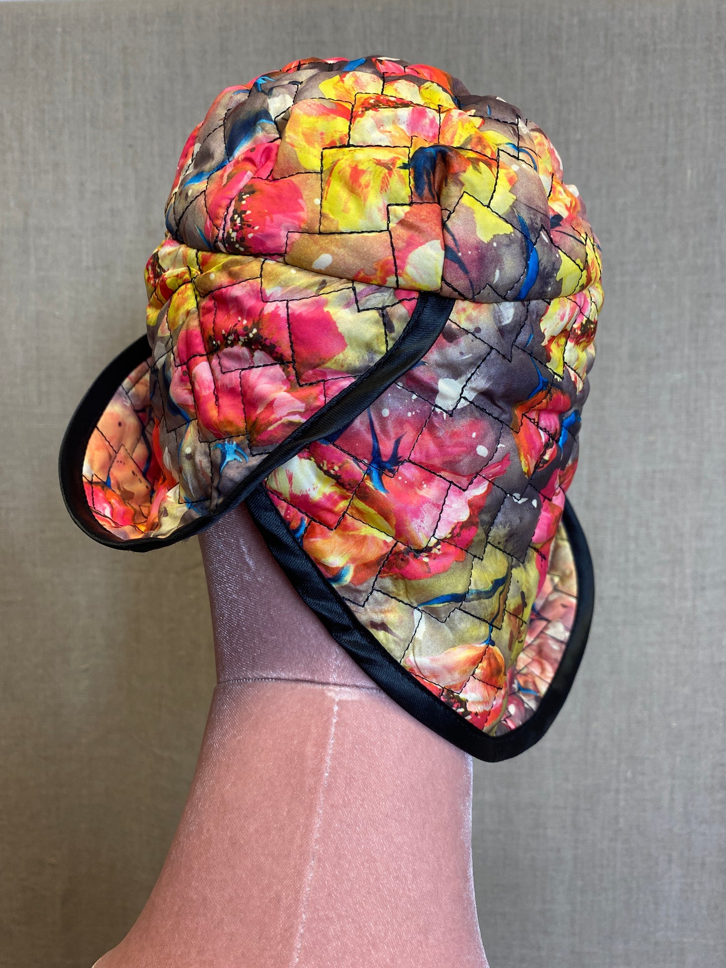 Reverie Vintage Looking hat-Multi colour quilted-mix fibres