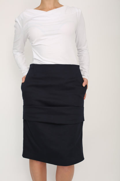 Pensil Rouged skirt,Office wear,Work skirt with strech.