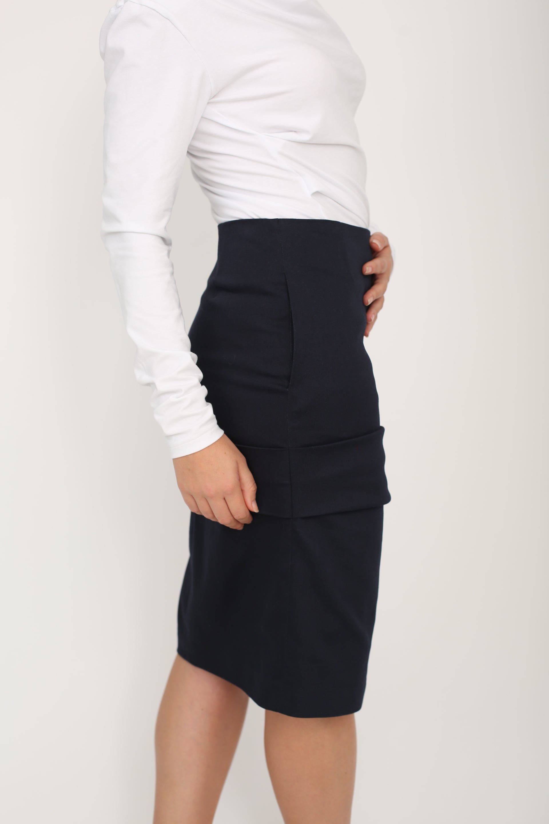 Ruched work clearance skirt