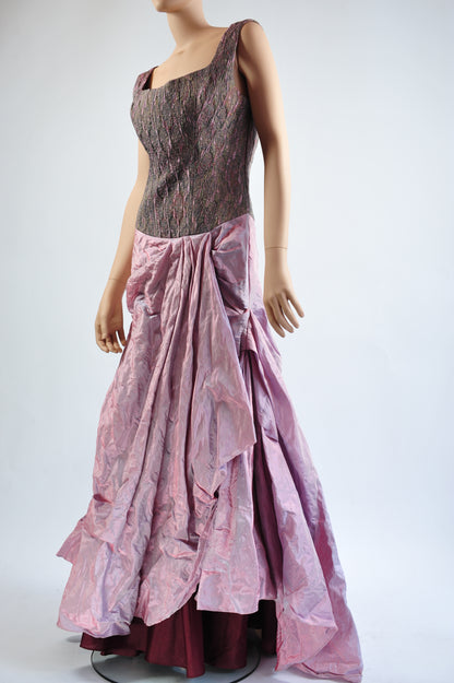 Cingarella dress in Silk metallic mix & Brocade couture fabric