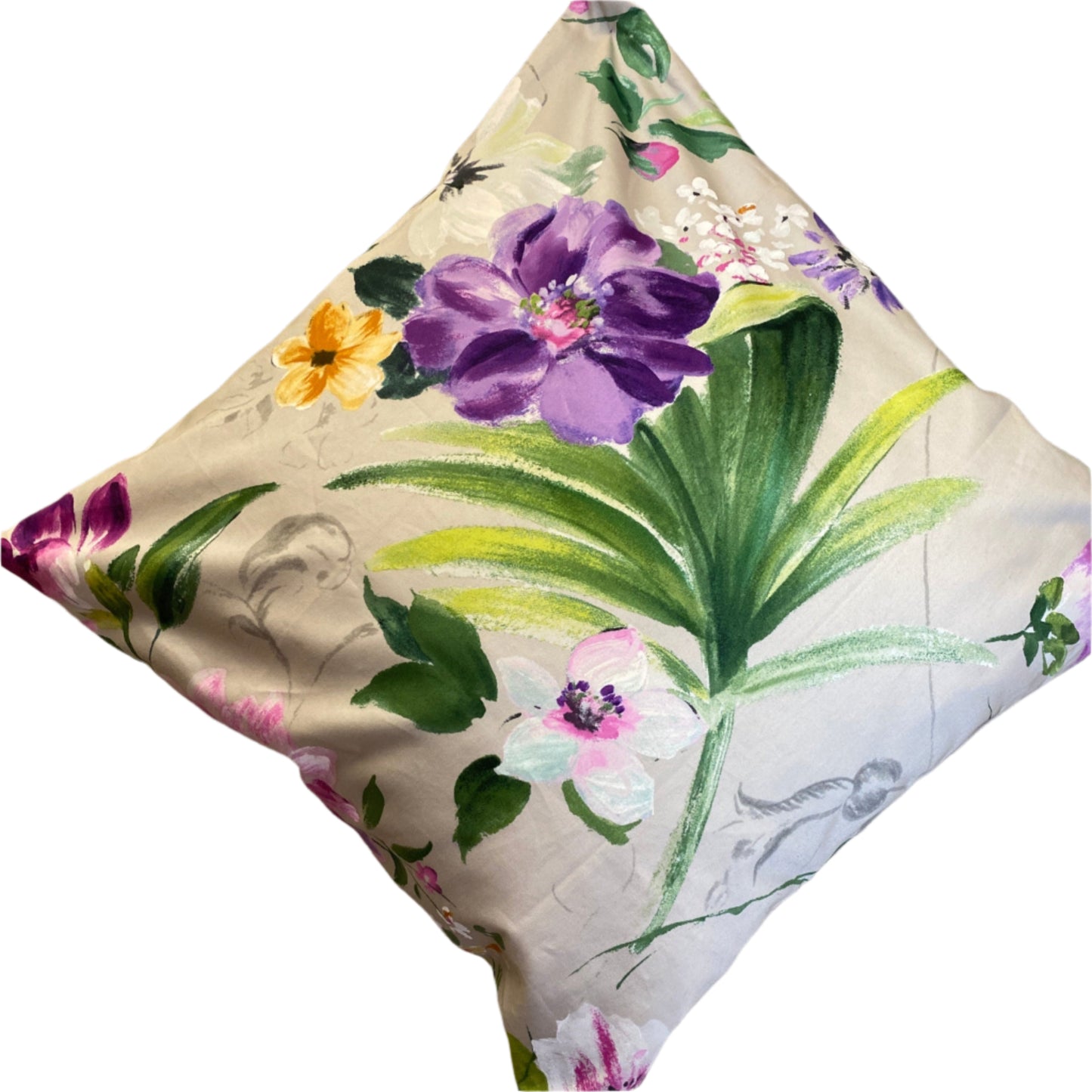 Cotton cushion cover, fabric by Nina Cambell. Square size 