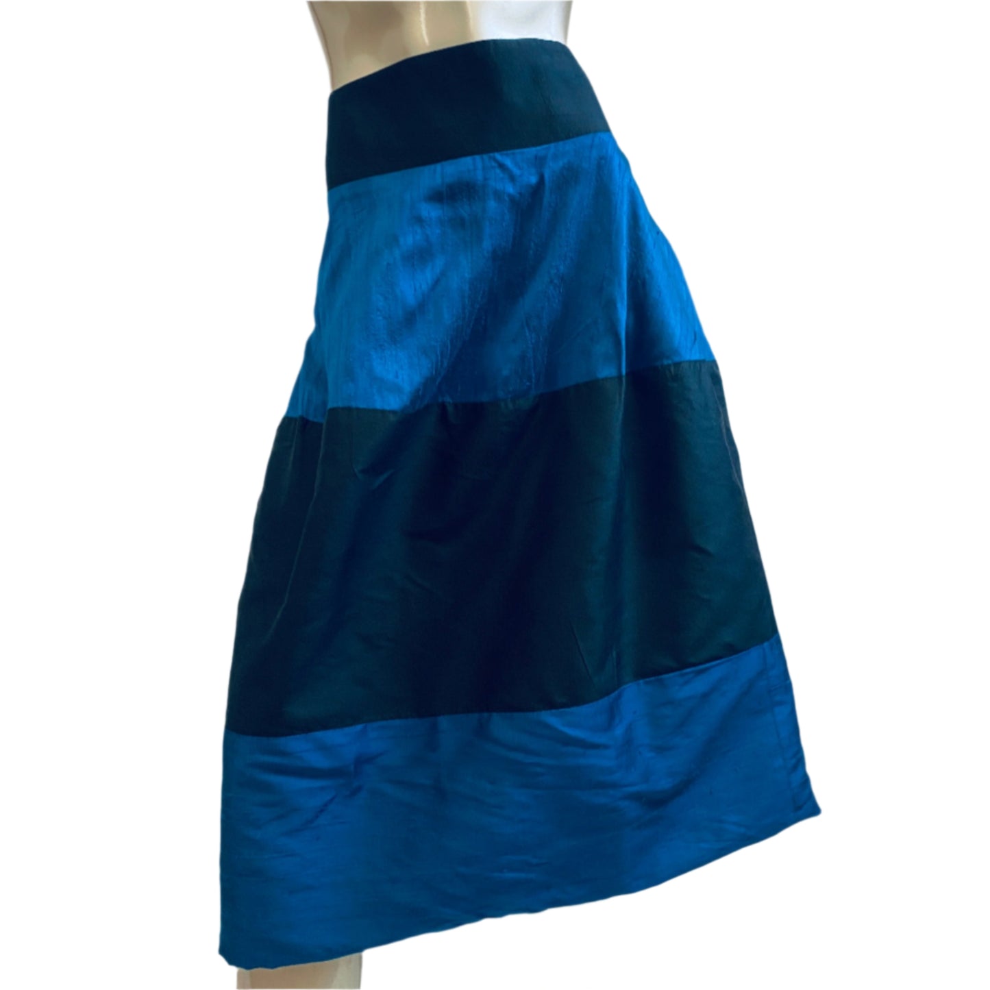 Blue Black Silk Stripe Skirt Tulip Style Skirt 