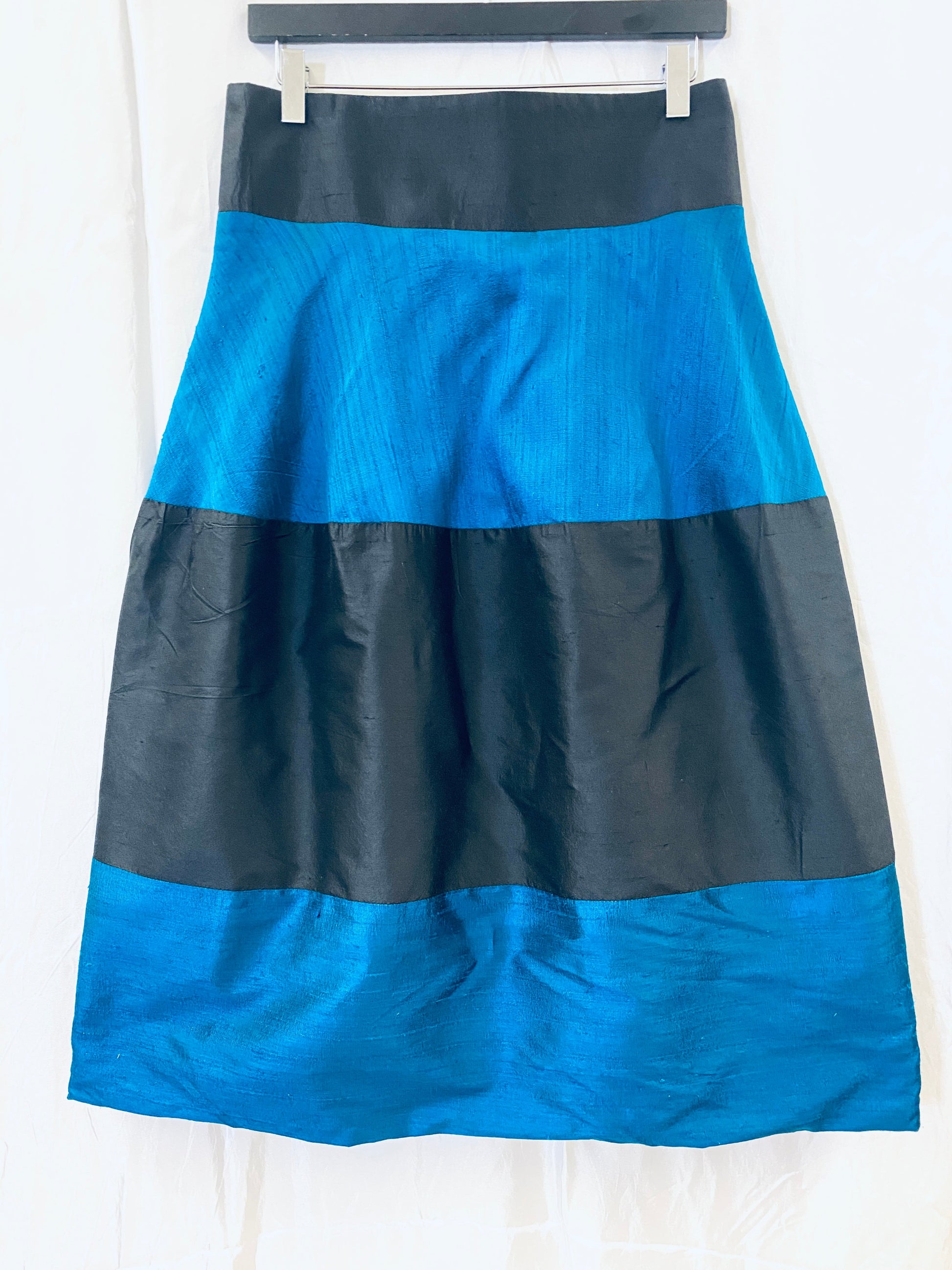 Blue Black Silk Stripe Skirt Tulip Style Skirt 