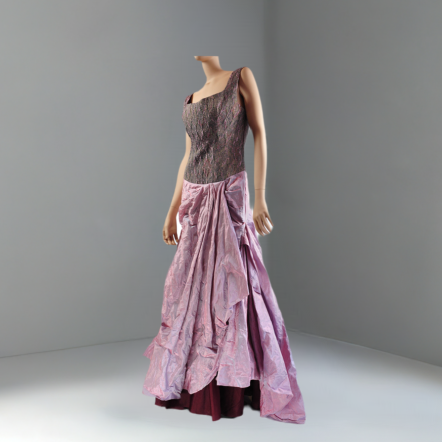 Cingarella dress in Silk metallic mix & Brocade couture fabric