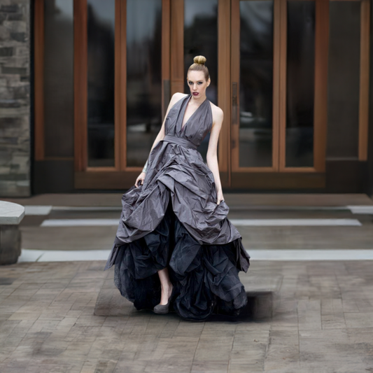 Silk red Carpet dress in Silk Taffeta. Ball-gown  Dress