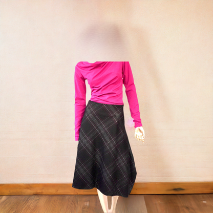 Wool check skirt .Style Atina,Winter skirt, Work skirt, office wear skirt