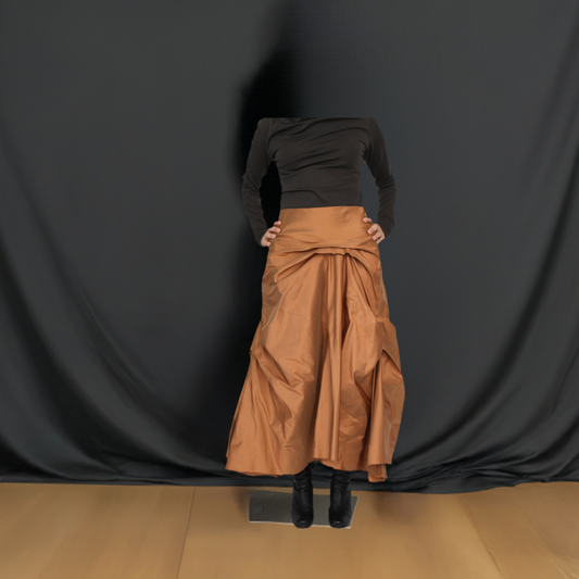 Flamenco silk taffeta Skirt in Coper , Wedding skirt, Evening & Special Occasion  Skirt