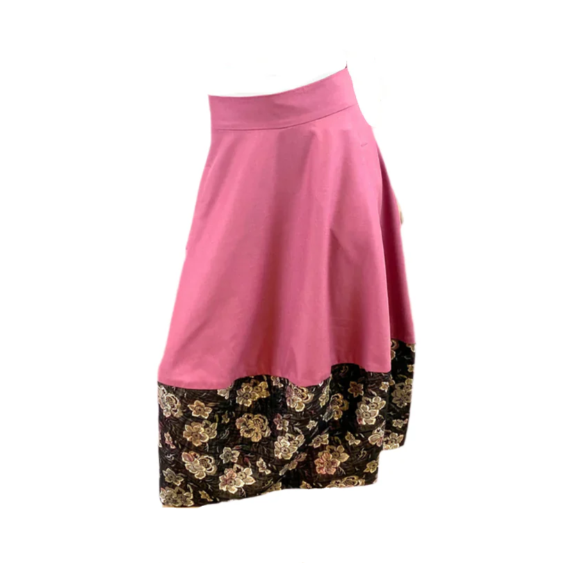 Bubble style/Tulip skirt made with wool /cshmire blend & brocade panel