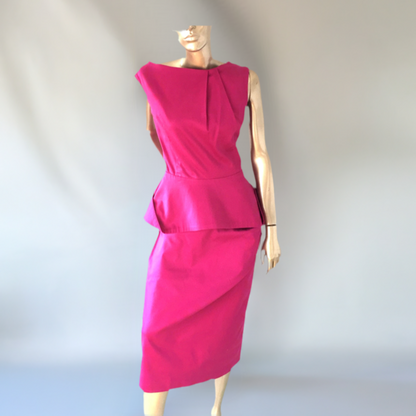 Pencil style skirt with pleats & Peplum style top in hot pink colour.