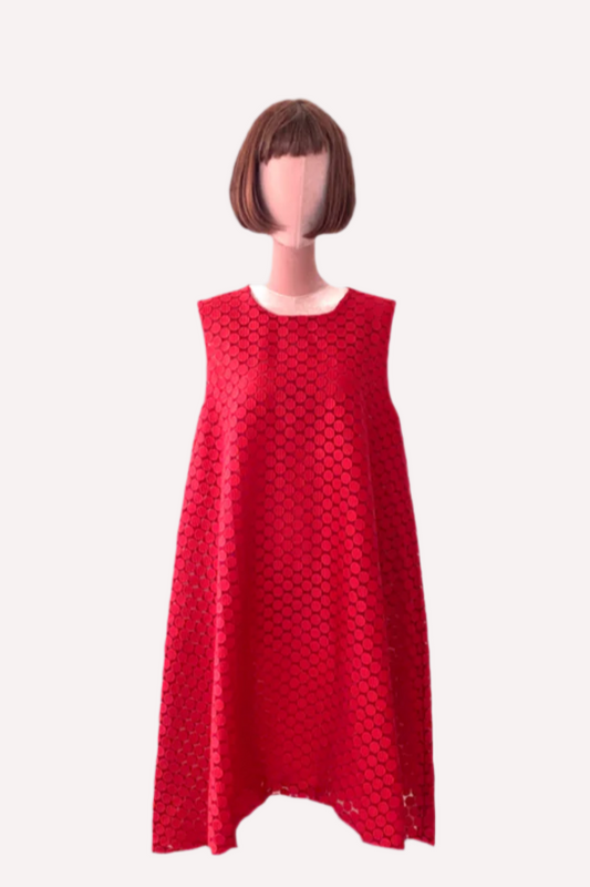 Red lace cocktail party Dress.Sleeveless dress.Doll style Dress.