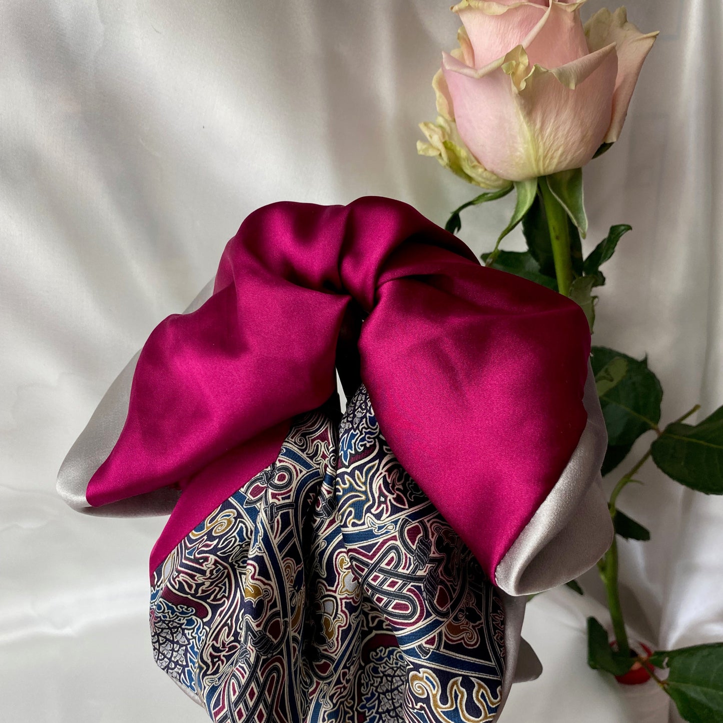 Multicoloured Silk Satin Hair Scrunchie