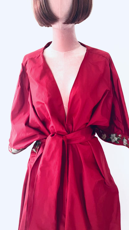 Kimono Style Silk Taffeta Coat